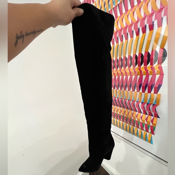 Saint Laurent Women's Niki Black Velvet Over The Knee Boots - Picture 8 of 14